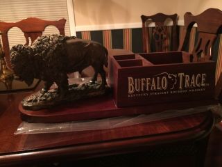 Buffalo Trace Bronze Wood Napkin Straw Bar Caddy