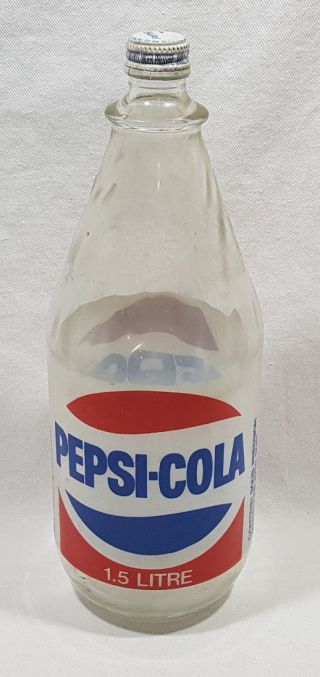 Pepsi Cola Empty Clear Glass Bottle 1.  5l Size With Cap