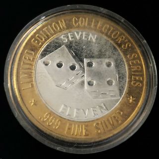 1995 GDC Casino St.  Charles Silver Strike $10 Seven Eleven Dice Token 1SC9564 3