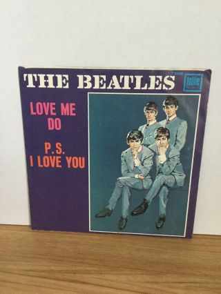 Vintage The Beatles Love Me Do P.  S.  I Love You 45 Picture Sleeve Tollie 4