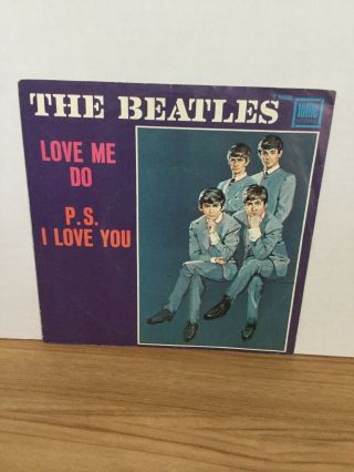Vintage The Beatles Love Me Do P.  S.  I Love You 45 Picture Sleeve Tollie 5