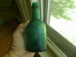 1860s Deep Teal Green Civil War Era Dug Porter Beer Bottle Blank Square Plate