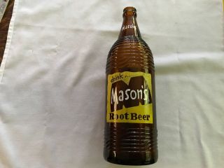 1955 Mason’s Root Beer Amber Glass Quart Bottle