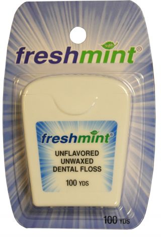 Freshmint Unwaxed / Unflavored 100 Yd Dental Floss - Case Of 72
