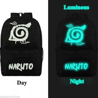 Anime Naruto Uzumaki Leaf Cosplay Luminous Backpack Canvas Rucksack School Bag