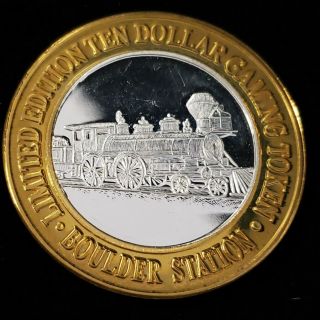 1995 Lm Boulder Station Casino Silver Strike $10 Train Right Eng2 Token Bsc9569