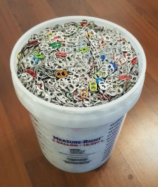 5 Gallon Aluminum Tops,  Pop Tabs,  Pull Tabs Beer,  Soda.  With Multi Colored.