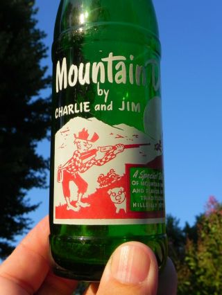 Vintage Rare Mountain Dew Soda Bottle By Charlie And Jim (owners) 1956 9 Oz