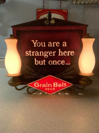 Vintage Grain Belt Beer Light Up Lanters Sign Back Bar Minneapolis Brewing Co.