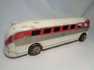 Vintage Realistic Toy Co Red And White Bus Cast Metal Model 202r Missing Front