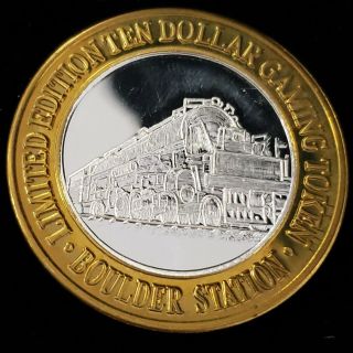 1995 Lm Boulder Station Casino Silver Strike $10 Train Face Right Token Bsc9568
