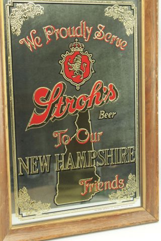Vintage Hampshire State Stroh ' s Beer Mirror 2