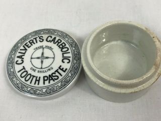 Antique Calvert ' s Carbolic Tooth Paste Jar and Lid 2