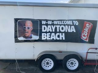 Vintage 1980’s Max Headroom Coca Cola Daytona Beach Spring Break Vinyl Banner W4