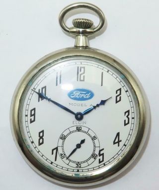 Antique Ford Model A Advertising Pocket Watch By Elgin - 12 Size Grade 303 Rare