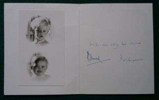 Antique Signed Christmas Card Prince Edward Duke & Duchess Of Kent Children 1965