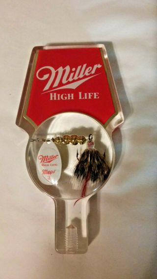 Miller High Life Beer Tap Handle - Mepps 3 Fish Hook - Lucite