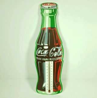 Vintage Styled Official Coca Cola Bottle Advertising Coke Thermometer Wood