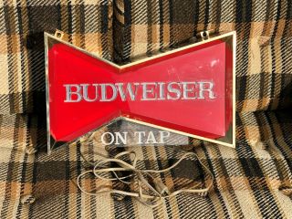 Vintage Budweiser On Tap Lighted Beer Sign Bar Tavern Window Display 1960 
