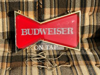 Vintage Budweiser ON TAP Lighted Beer Sign Bar Tavern Window Display 1960 ' s 2