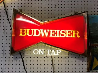 Vintage Budweiser ON TAP Lighted Beer Sign Bar Tavern Window Display 1960 ' s 5