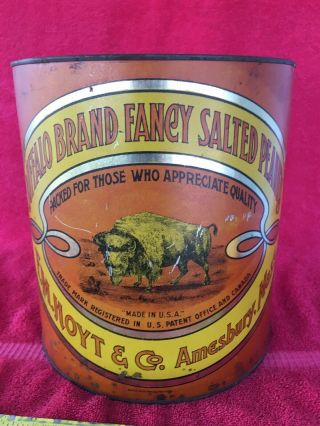 Rare Vintage Buffalo Brand Peanut Butter Pail Bucket Tin Bison Advertising Can