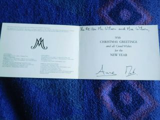 Princess Anne And Mark Philips Rare Christmas Card To Mary Wilson