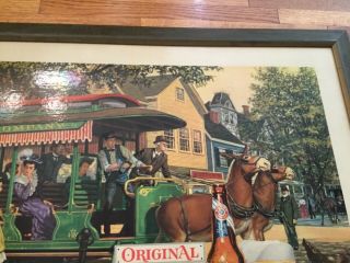 Old Pabst Blue Ribbon Beer Sign Horses Roanoke VA Trolly Scene Wood Frame 4