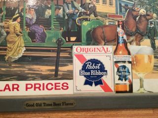 Old Pabst Blue Ribbon Beer Sign Horses Roanoke VA Trolly Scene Wood Frame 7