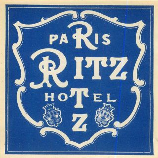 Paris France Famous Historic Ritz Hotel Vintage Luggage Label