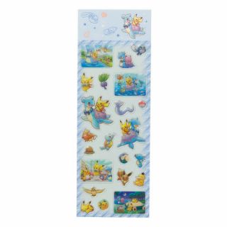 Pokemon Center Pikachu Riding With Lapras Glitter Sticker Sheet Japan