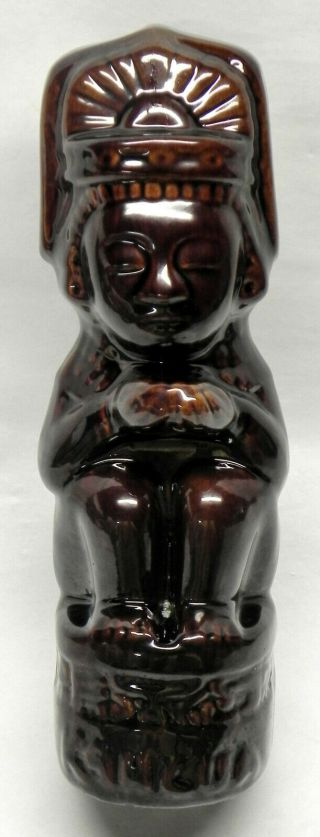 Kahlua " Licor De Cafe " Ceramic Bottle,  Mayan Aztec Figure,  Brown 757ml Mexico Ex