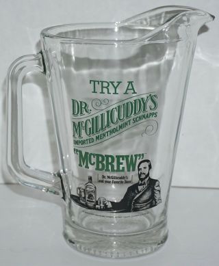Vintage 1985 Dr.  Mcgillicuddy’s Mentholmint Schnapps Mcbrew Beer Pitcher 9 " H