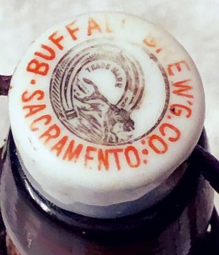 Blob Top QT old BUFFALO BREWING CO.  beer bottle w/ STOPPER Sacramento CA 3