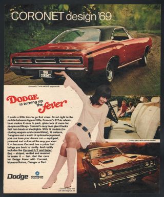1969 Canadian Dodge Ad Red Coronet R/t 2 - Door Hardtop 440 Cid Magnum Bee