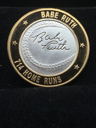 Babe Ruth 714 Home Runs Limited Edition $10.  999 Fine Silver Gaming Token