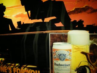 Vintage BUDWEISER Lighted Beer Sign Fishing on Boat at Sunset Mancave Bar 4
