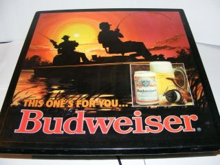 Vintage BUDWEISER Lighted Beer Sign Fishing on Boat at Sunset Mancave Bar 5