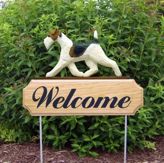Wire Fox Terrier Wood Welcome Outdoor Sign