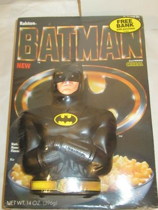 Ralston 1989 " Batman " Cereal With Batman Bank Factory