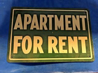 Vintage Apartment Tin Sign.  10 " X 6.  5 ".  Green