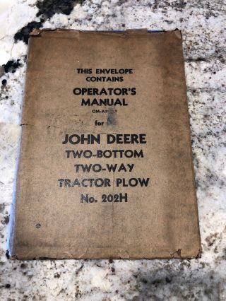 John Deere Two Bottom Two Way Tractor Plow No 202h Om - A31 - 953