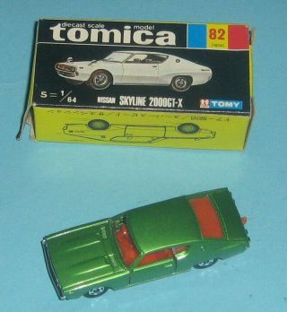 Vintage Tomy Tomica 82 Green Nissan Skyline 2000 Gtx Variation 70 