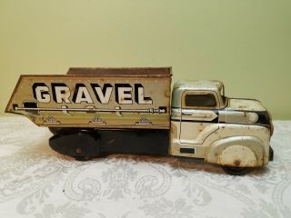 Vintage Marx Gravel Truck Pressed Steel Tin Litho Patina