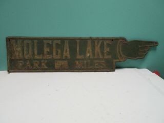 Rare Vintage Old Molega Lake Park Embossed Metal Sign Nova Scotia Canada