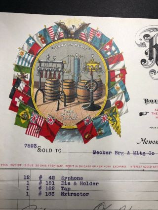 1910 Prepro Henes Keller Menomine Michigan Beer Barrel Bottle Brewing Letterhead 2