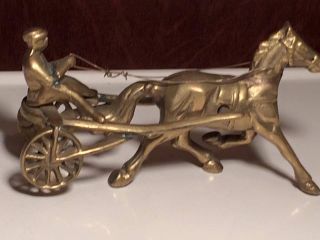 Antique brass race horse and driver figurine 2