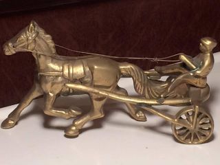 Antique brass race horse and driver figurine 3