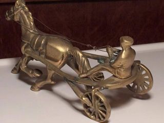 Antique brass race horse and driver figurine 4