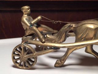 Antique brass race horse and driver figurine 5